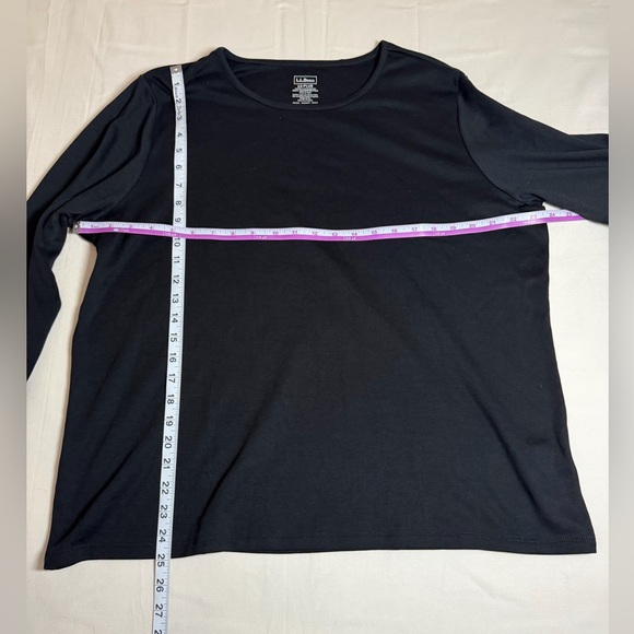 L.L.Bean Tee, Long-Sleeve Crewneck Black Size 1XL Plus 100% SupimaCotton - Picture 4 of 5
